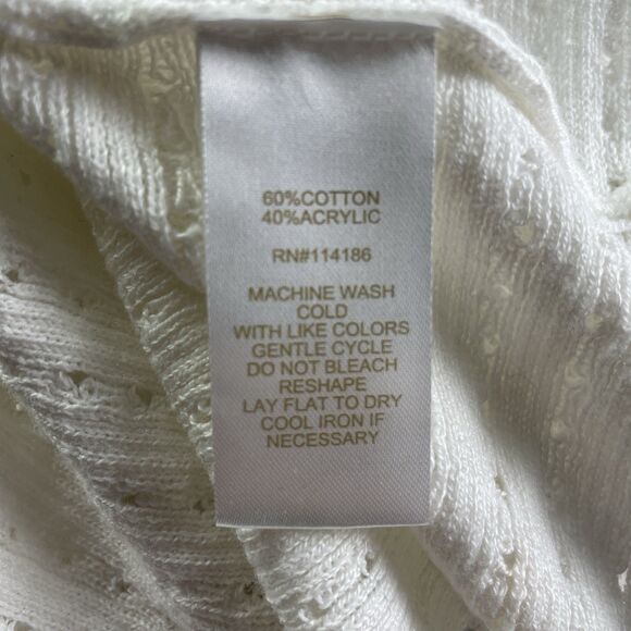 Chloe and Jasmine Sweater Womens Small Ivory Open Knit Pullover Boho Crew Neck - Picture 10 of 10